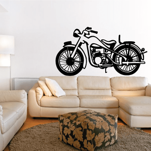 Motorcycle wall decal vinyl with black motorcycle silhouette, side view