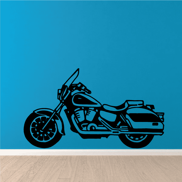 Motorcycle wall decal vinyl sticker, black racing bike silhouette