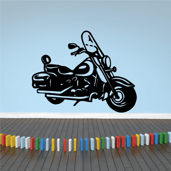 Motorcycle wall decal vinyl sticker with black and gray bike silhouette