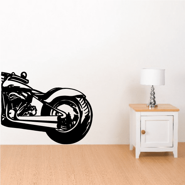 Motorcycle wall decal vinyl sticker, black motorcycle silhouette