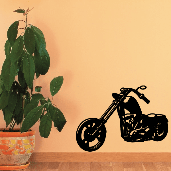 Black motorcycle wall decal vinyl with side-view design