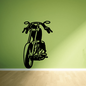 Motorcycle wall decal, black vinyl silhouette of a motorcycle on a wall.