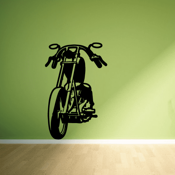 Motorcycle wall decal, black vinyl silhouette of a motorcycle on a wall.