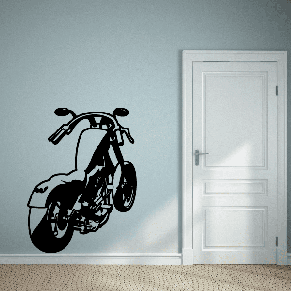 Motorcycle wall decal vinyl sticker, black motorcycle silhouette