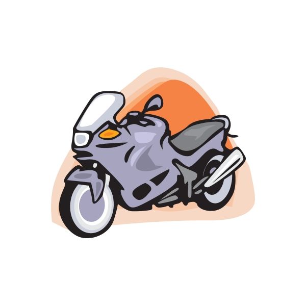 Motorcycle vinyl wall decal sticker, black and gray sport bike with orange graphic