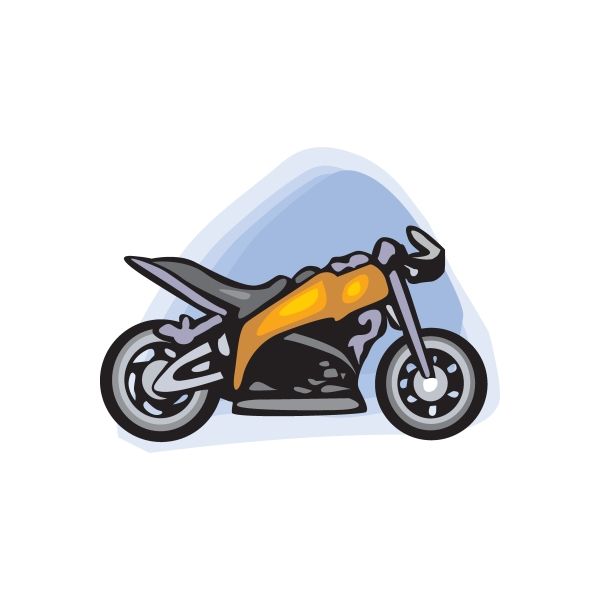 Black and yellow motorcycle vinyl wall decal, die-cut sport bike silhouette