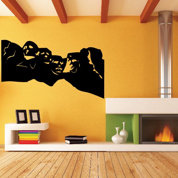 Mount Rushmore wall decal with black mountain and carved faces
