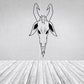Goat head decal, black outline with horns and ears