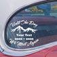 In loving memory car decal with mountains and text: 'Until the Day... We Meet Again'