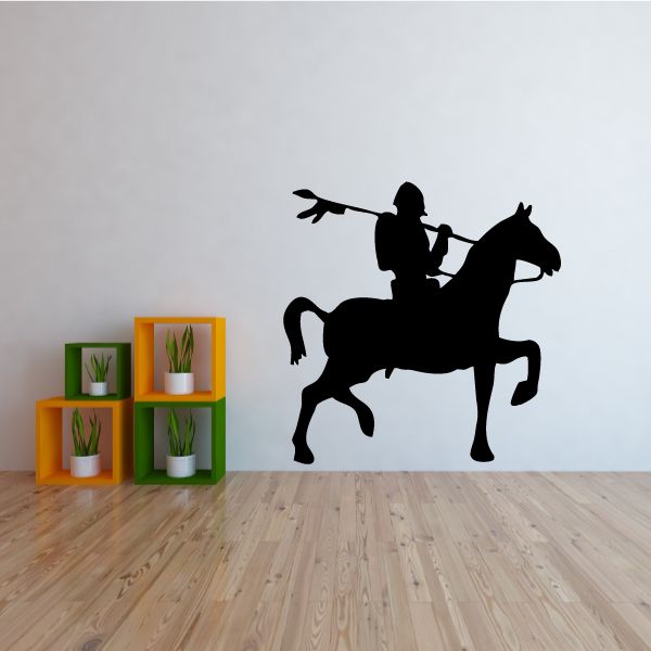 Mounted cavalry decal featuring a black horse and rider silhouette