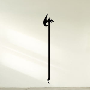 Halberd battle axe wall decal, black mounted silhouette with spearhead