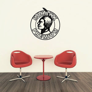 Round Mowhawk Premium Chew decal with hawk head and bold text