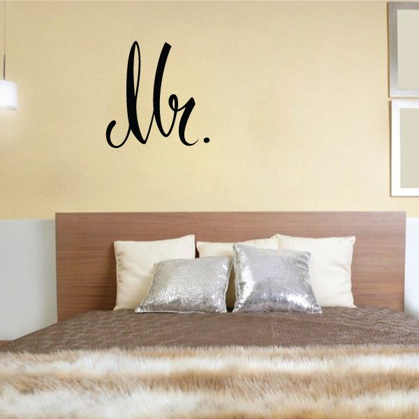 Wedding wall script decal with black cursive 'Mr.' lettering