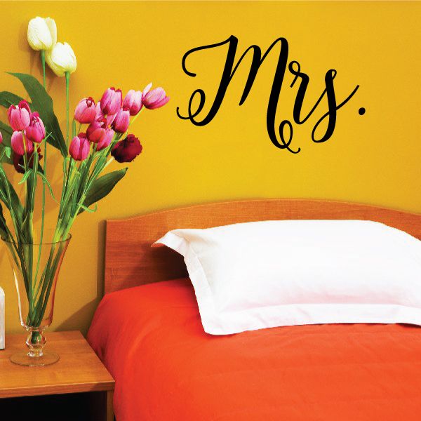 Black cursive Mrs. wall decal
