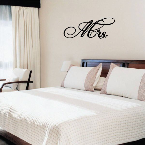 Wedding script decal with black “Mrs.” lettering