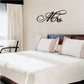 Wedding script decal with black “Mrs.” lettering