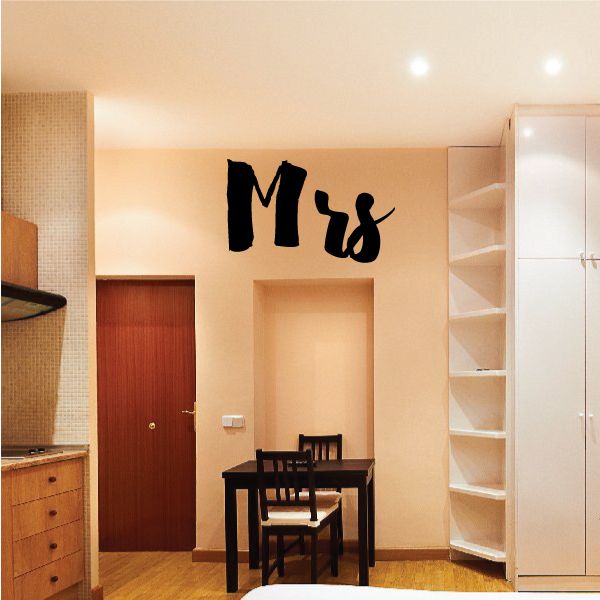 Mrs wedding marker style decal with bold black letter design