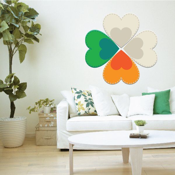 Image of Multi-Colored 4 Leaf Clover St Patrick's Day Sticker