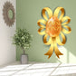 Easter egg ribbon wall decal with golden yellow rosette and orange egg center