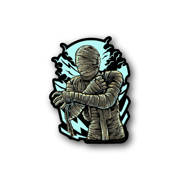 Mummy vinyl sticker with gold mummy illustration