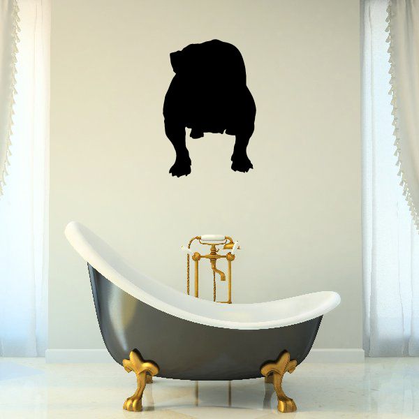 Black dog silhouette decal with floppy ears and short legs
