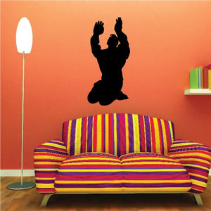Black praying muscle man decal with open hands silhouette