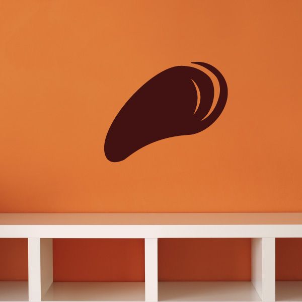 Muscle shell decal sticker with dark maroon muscle icon and curved accent lines