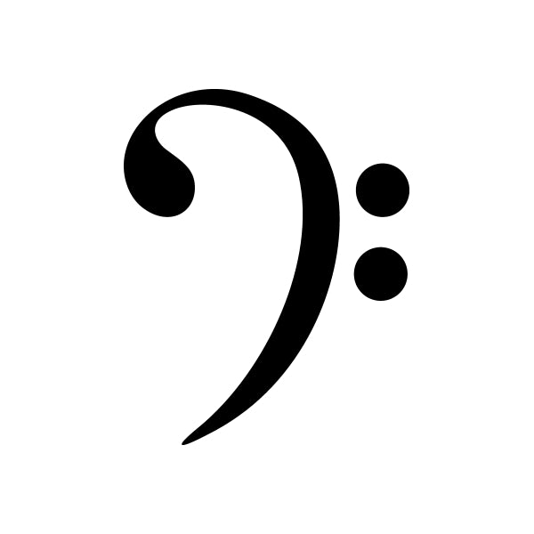 Music note decal with a treble clef and three small dots