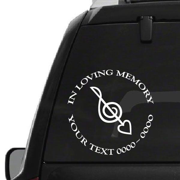 Image of Music Note Heart Custom In Loving Memory Decal