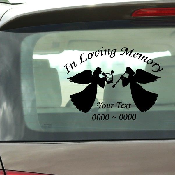 Image of Music Playing Angels Custom In Loving Memory Decal