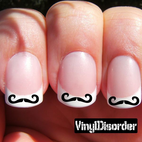 Image of Mustache Finger Nail Art Vinyl Decal Sticker KC017