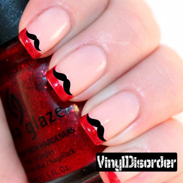 Image of Mustache Finger Nail Art Vinyl Decal Sticker KC020