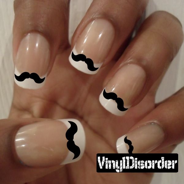 Image of Mustache Finger Nail Art Vinyl Decal Sticker KC022