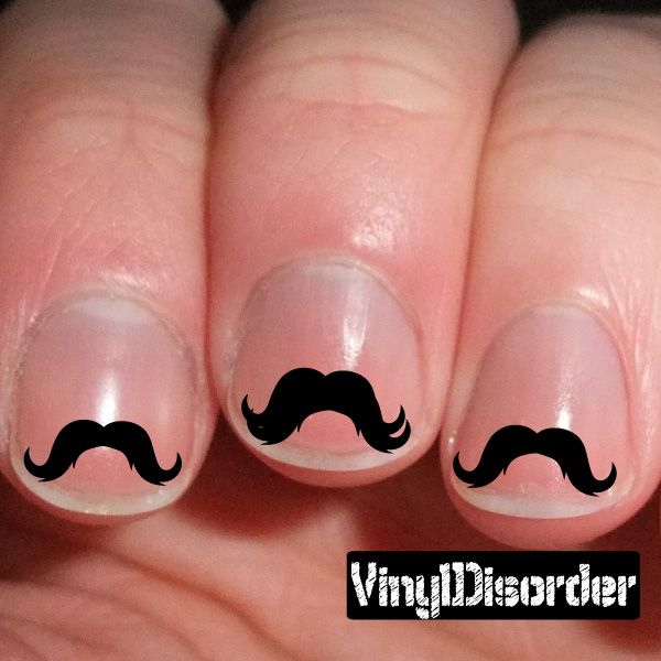 Image of Mustache Finger Nail Art Vinyl Decal Sticker KC024