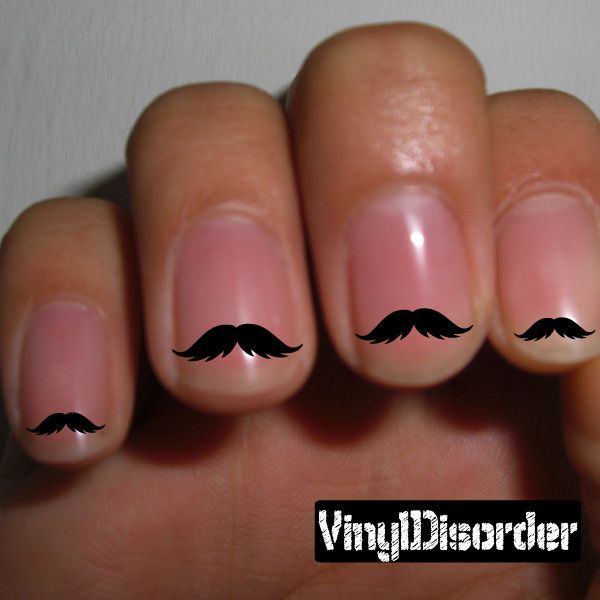 Image of Mustache Finger Nail Art Vinyl Decal Sticker KC025