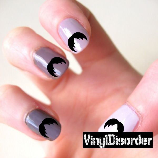 Nail art vinyl decal sticker with black mustache icons on finger nails