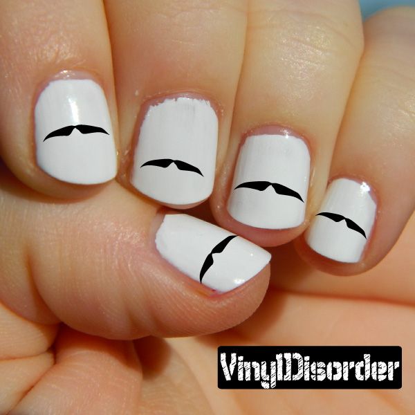 Image of Mustache Finger Nail Art Vinyl Decal Sticker KC037