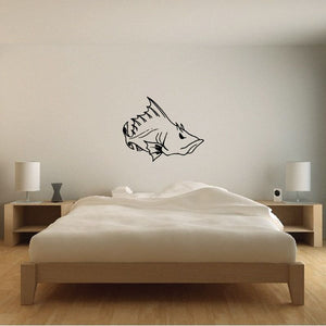 Snapper fish wall decal in black line art