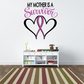Survivor heart ribbon decal with black and purple heart shapes and awareness ribbon
