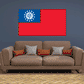 Myanmar flag sticker with white emblem on blue canton and red field