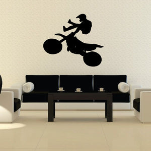 Black dirt bike rider decal sticker, motocross silhouette