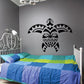 Black Native-style sea turtle wall decal with ornate tribal pattern