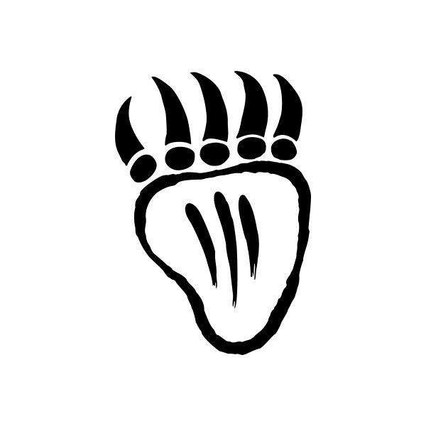 Bear paw decal with bold black Native-style print