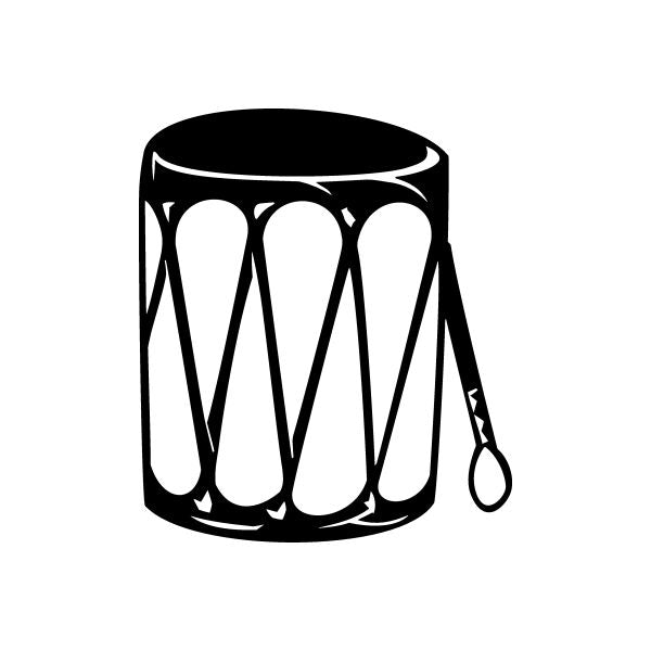 Black and white tribal drum window vinyl decal sticker with curved bands