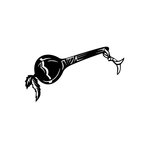Car window vinyl decal sticker, black tribal-style guitar with feathered detail