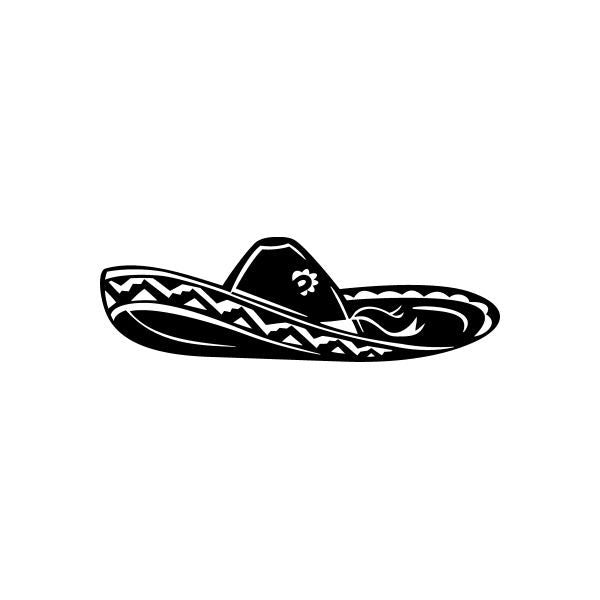 Tribal hat window vinyl decal sticker, black outline with white decorative pattern