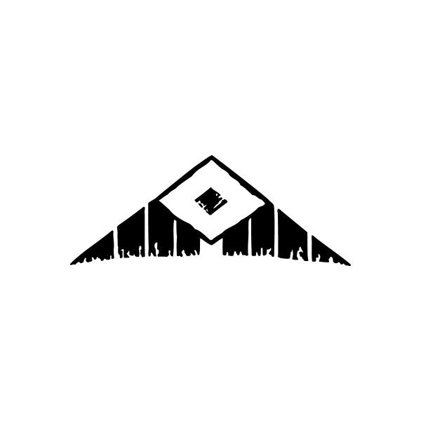 Tribal window vinyl decal, black mountain silhouette with central square accent