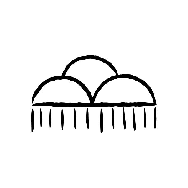 Car window vinyl decal sticker with black outline three-arch design and fringe
