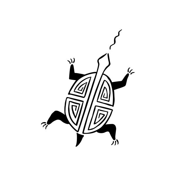 Tribal turtle car window vinyl decal sticker with bold geometric linework, black