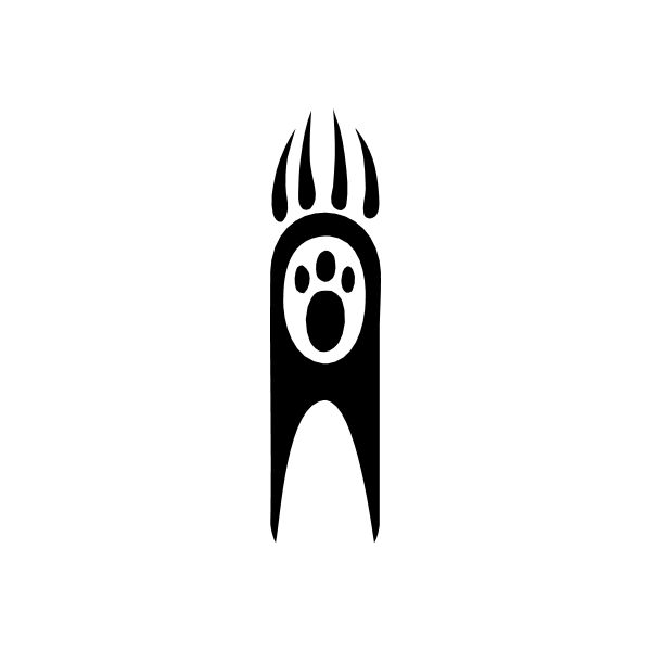 Black paw print vinyl decal sticker with flame-like top